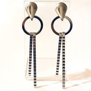 Silver Metal Bar Earrings